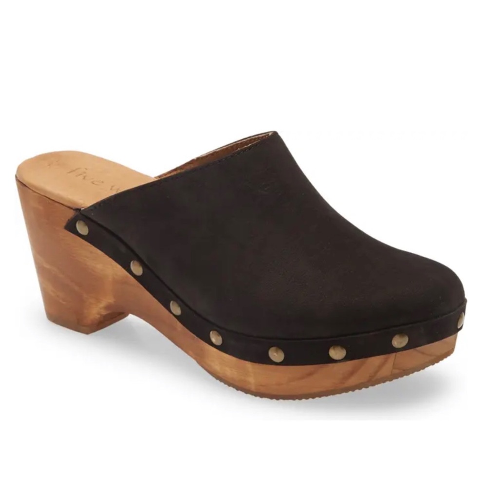 Cordani Five Worlds Black Nubuck Zorba Studded Clogs Size 8